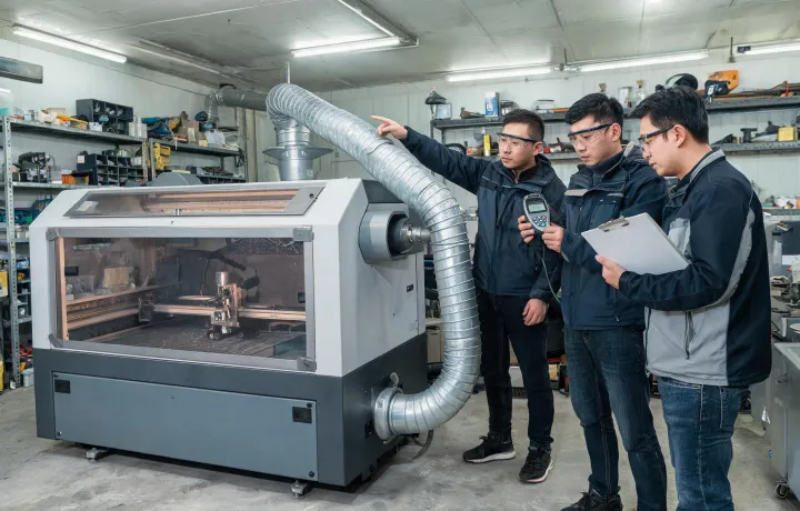 Workshop team reviewing ventilation path